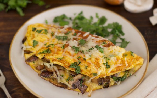 Omelete de Espinafre e Cogumelos