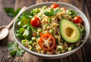 Salada de Quinoa com Grão-de-bico e Abacate