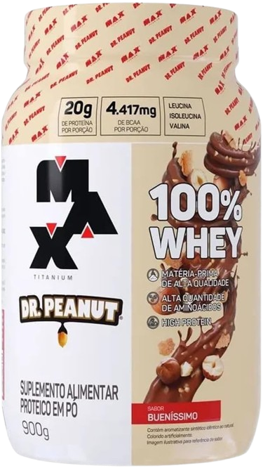 100% Whey Max Titanium x Dr. Peanut (900g), Sabor Bueníssimo