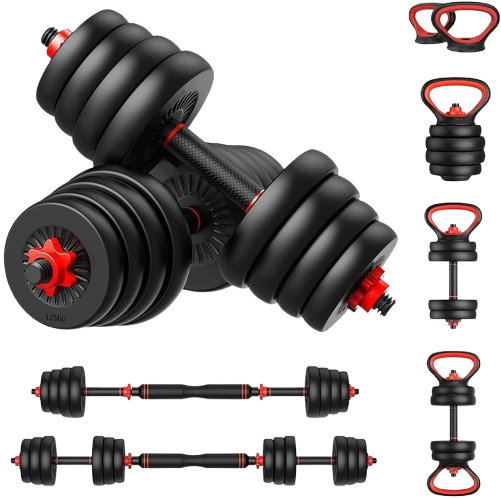 Kit Halteres 6 Em 1 Peso Musculação Até 15kg Ajustável Preto